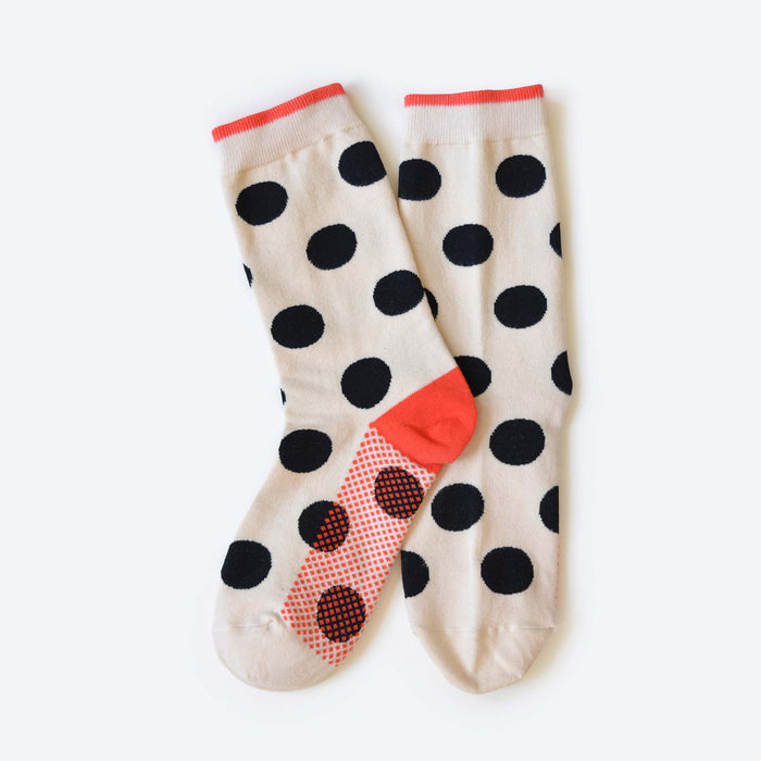 Panhandle Classic Dot Crew Socks — Cream | Hooray Sock Co.