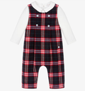 PATACHOU Baby Boys Navy Blue & Red Tartan Check Romper