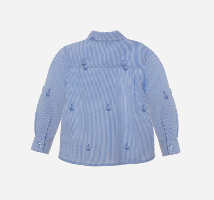 PATACHOU Blue shirt with boat embroidery