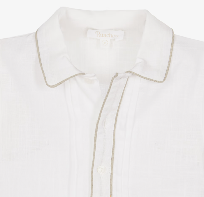 PATACHOU Boys Ivory Shirt & Beige Twill Shorts Set