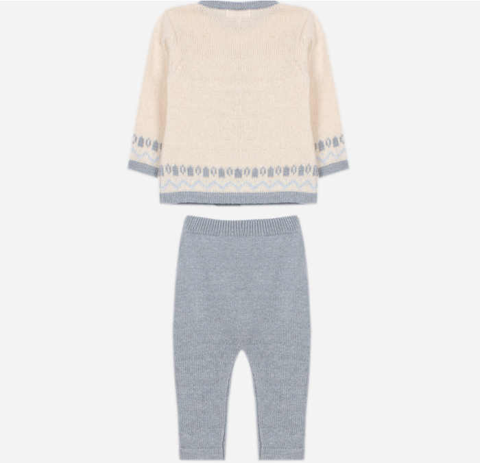 PATACHOU Ecru knit set with teddy bear