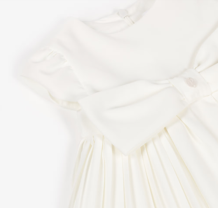PATACHOU Girls Ivory Bow Pleated Crêpe Dress