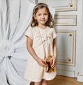 PATACHOU Girls Ivory Tweed Dress with Bow & Sequins