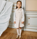 PATACHOU Girls Ivory Tweed Dress with Chiffon Sleeves