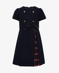PATACHOU tartan-panel button-embellished dress