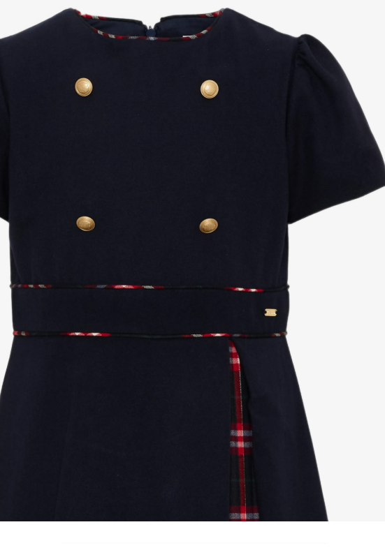 PATACHOU tartan-panel button-embellished dress