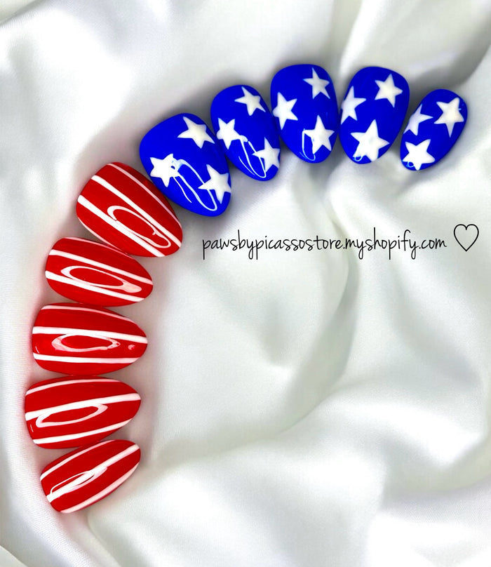 Patriotic American Flag nails - Paws By Picasso Patriotic American Flag nails