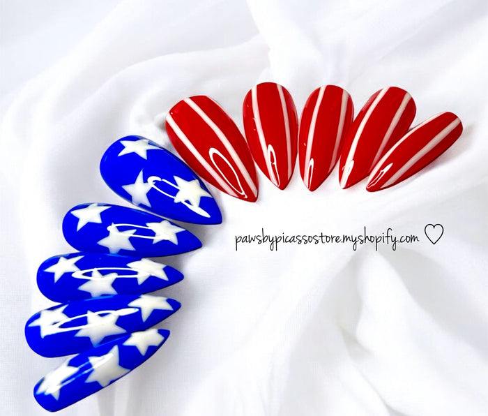 Patriotic American Flag nails - Paws By Picasso Patriotic American Flag nails