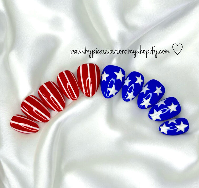 Patriotic American Flag nails - Paws By Picasso Patriotic American Flag nails