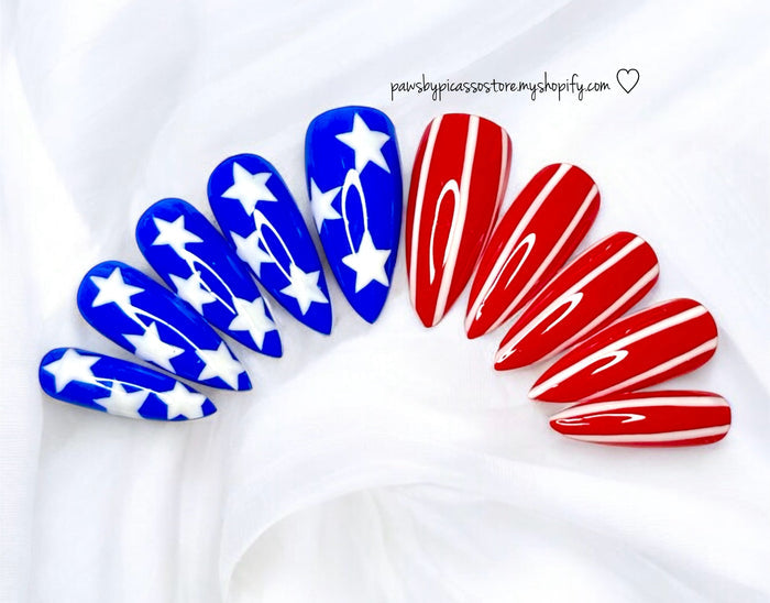 Patriotic American Flag nails - Paws By Picasso Patriotic American Flag nails
