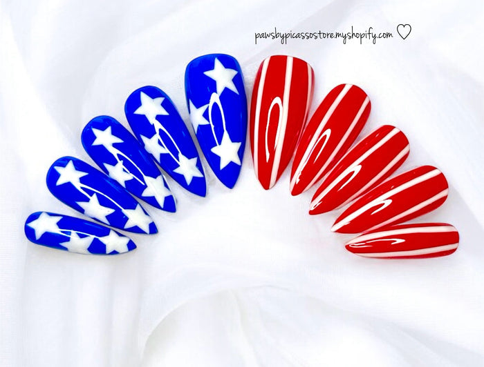 Patriotic American Flag nails - Paws By Picasso Patriotic American Flag nails