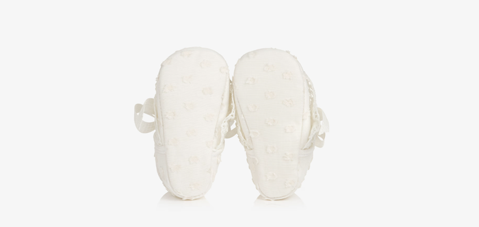 PAZ RODRIGUEZ Baby Girls Ivory Pre-Walker Shoes With Lace Trims