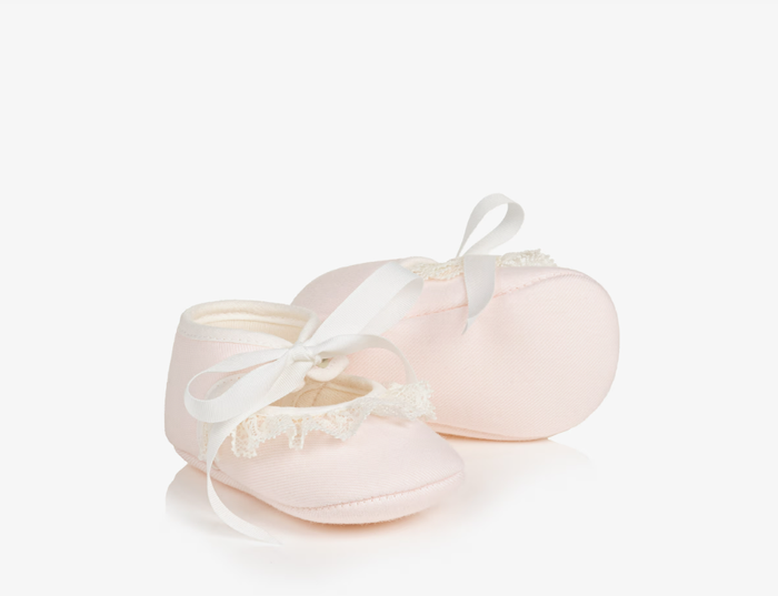 PAZ RODRIGUEZ Baby Girls Pale Pink Pre-Walker Shoes with Lace Trim