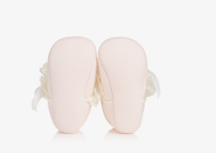 PAZ RODRIGUEZ Baby Girls Pale Pink Pre-Walker Shoes with Lace Trim