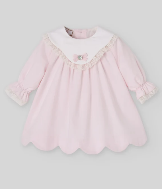 PAZ RODRIGUEZ Baby Girls Pink Dress Set with Scalloped Hem €125.35