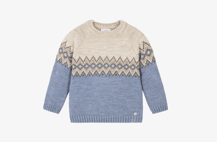PAZ RODRIGUEZ Boys Blue Fair Isle Wool Mix Sweater