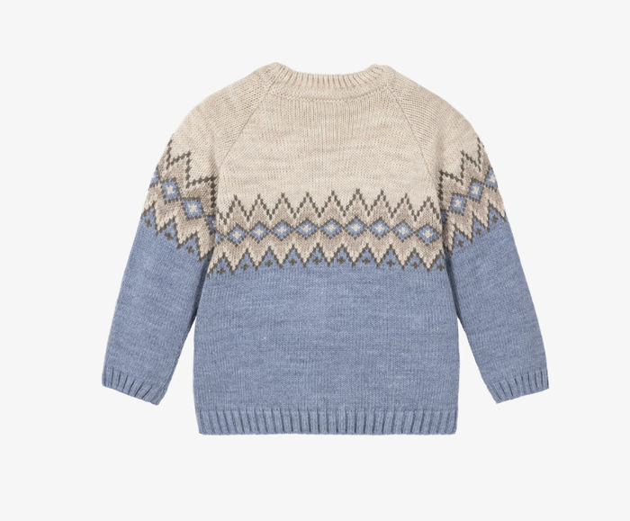 PAZ RODRIGUEZ Boys Blue Fair Isle Wool Mix Sweater