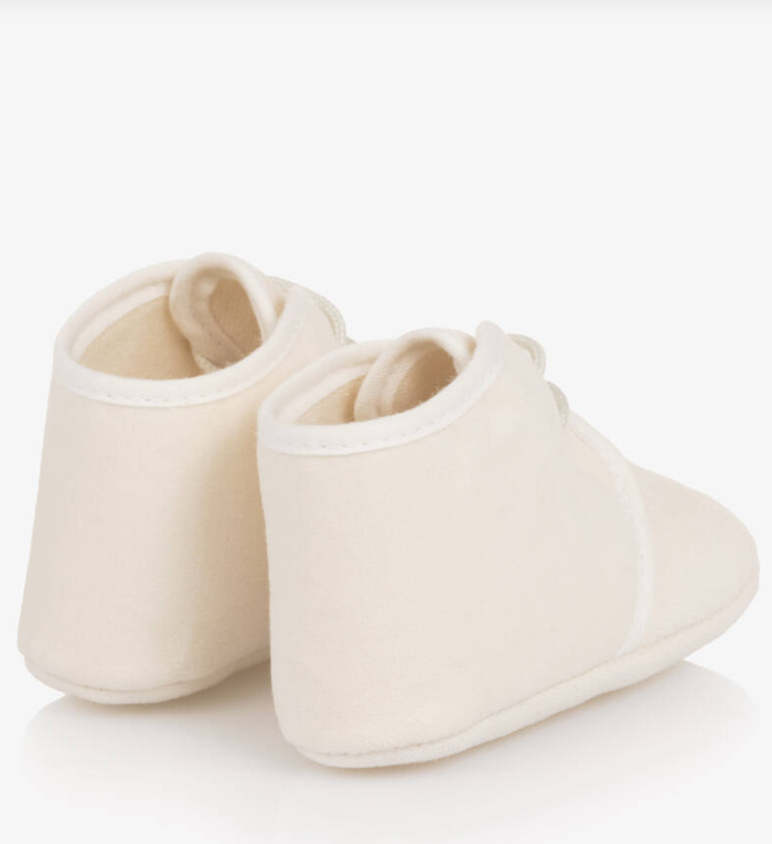 PAZ RODRIGUEZ Ivory Cotton Lace-Up Pre-Walkers