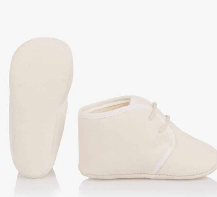 PAZ RODRIGUEZ Ivory Cotton Lace-Up Pre-Walkers