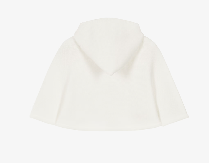 PAZ RODRIGUEZ Ivory Merino Wool Knit Baby Cape with Hood