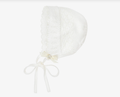 PAZ RODRIGUEZ Ivory Merino Wool Lacey Knit Baby Bonnet