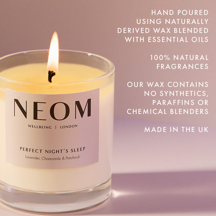 Perfect Night's Sleep Scented Candle 1 Wick

HAND POURED
USING NATURALLY DERIVED WAX BLENDED WITH ESSENTIAL OILS

100% NATURAL FRAGRANCES

OUR WAX CONTAINS NO SYNTHETICS, PARAFFINS OR CHEMICAL BLENDERS

MADE IN THE UK
