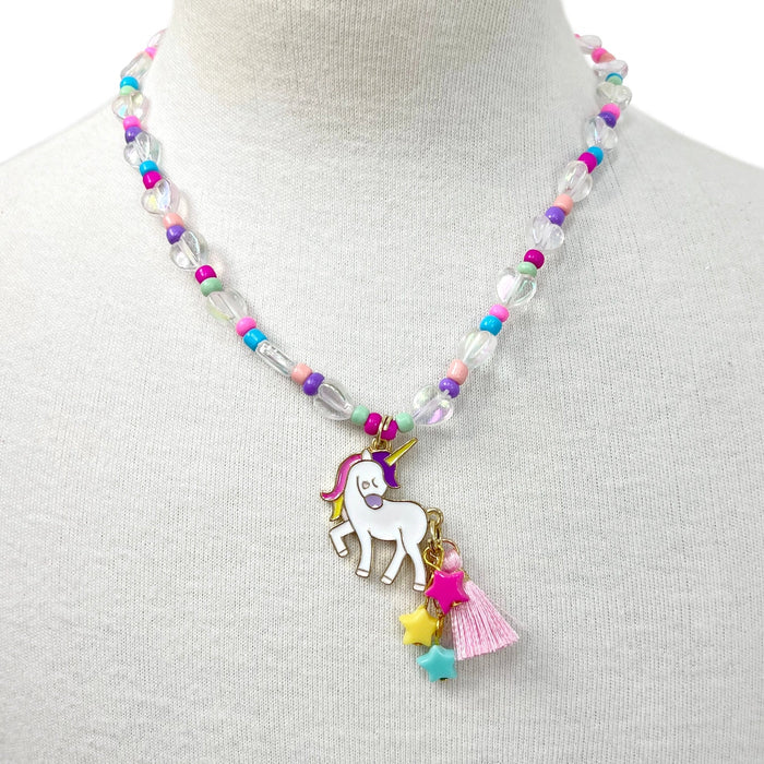 Pink Poppy Unicorn Charm Necklace and Bracelet Set