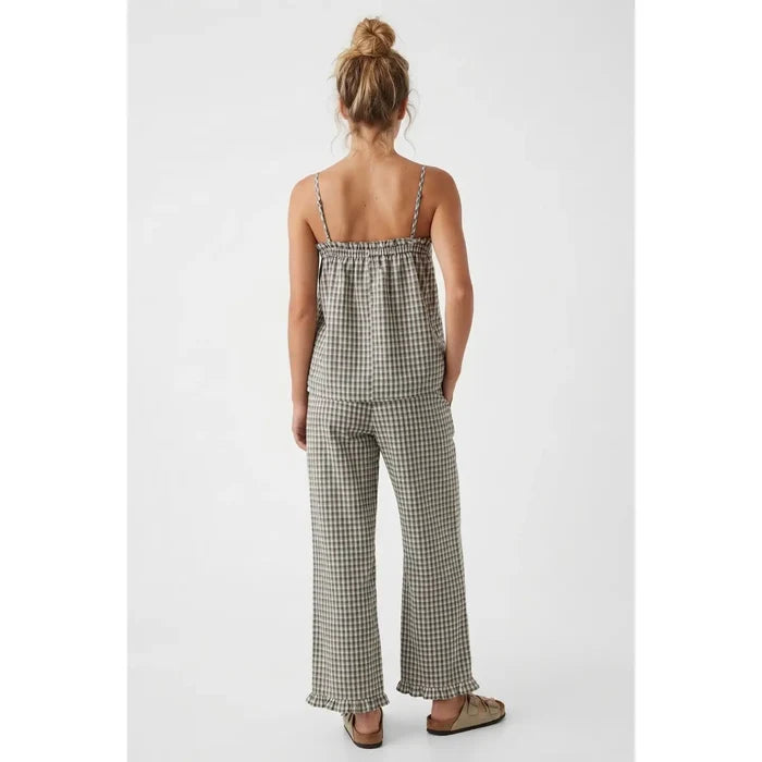 Plaid Ruffle Detail Panta