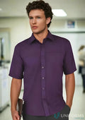 Purple short-sleeve Oasis Shirt for men, ideal mens Oasis short sleeve shirt style
