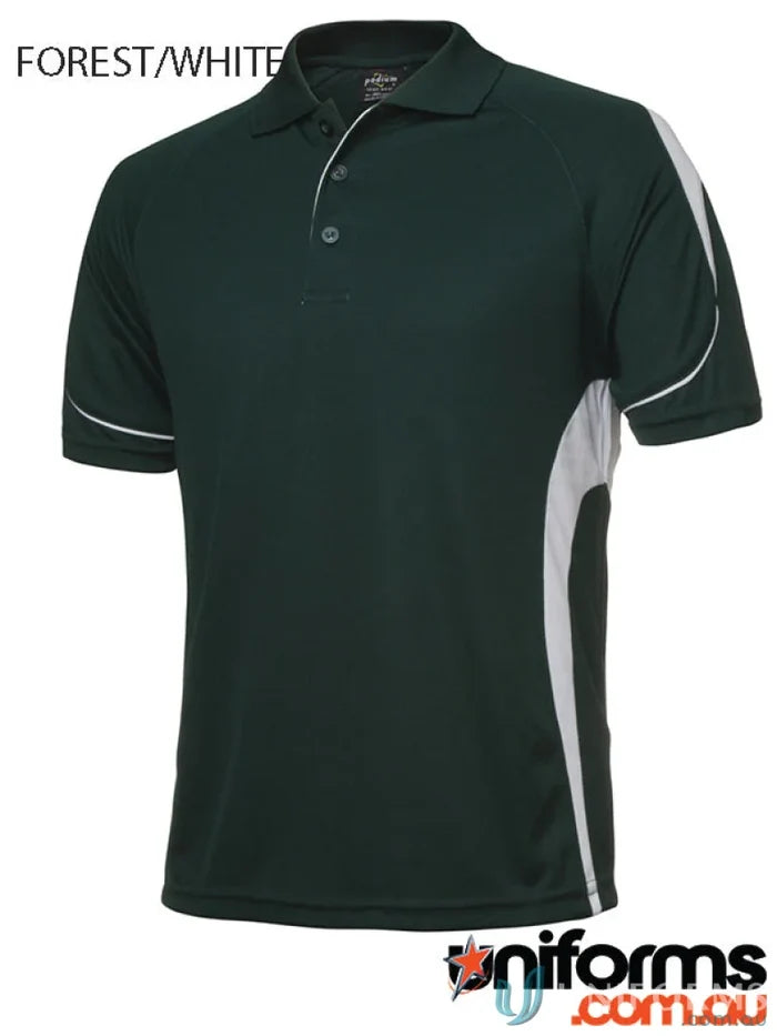 JBs Podium stay cool forest green white polo shirt in urban fit style