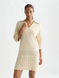Pointelle Stitch Knitted Short Dress Fog UFU01421T