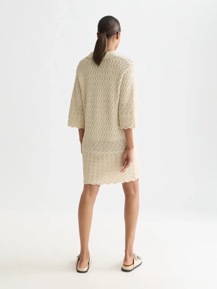 Pointelle Stitch Knitted Short Dress Fog UFU01421T
