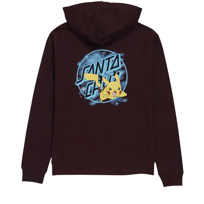 Santa Cruz x Pokémon Pikachu youth hoodie, maroon kids pullover sweatshirt size XL
