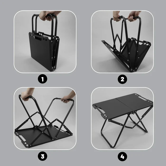 Portable Folding Camping Table Iron Table Black