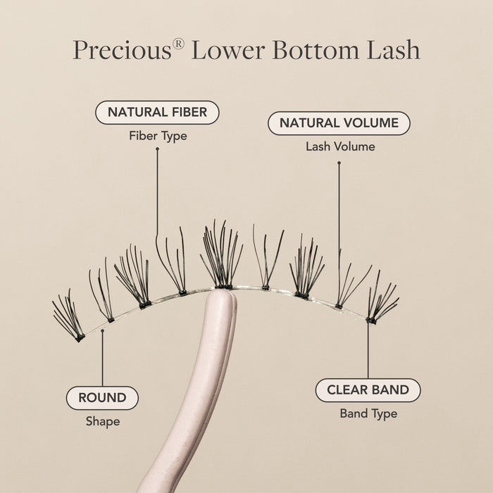 Infographic style beige background showing Natural Fiber and Natural Volume lash options with labels