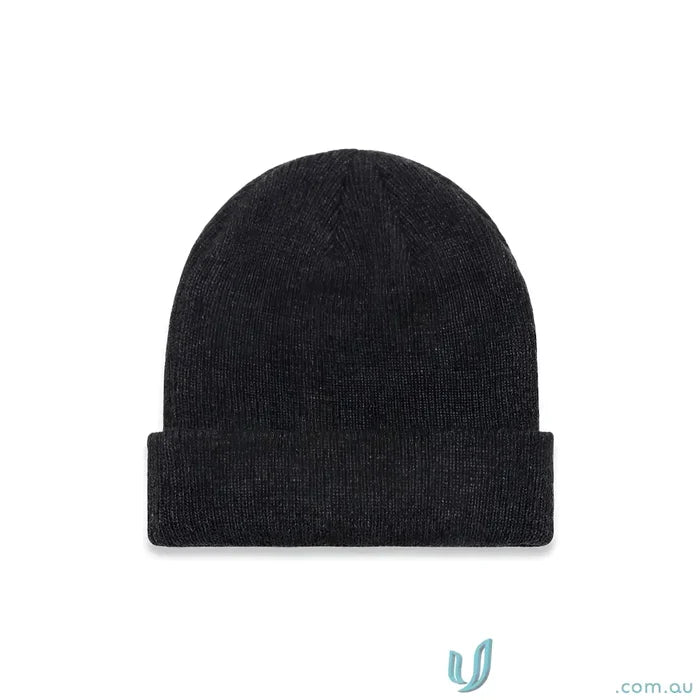 Dark grey knit beanie with cuffed hem and longer body from Premium Wool Acrylic Blend collection