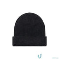 Dark grey knit beanie with cuffed hem and longer body from Premium Wool Acrylic Blend collection