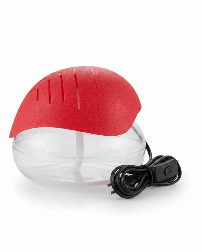 Red aroma diffuser with clear base and black power cord