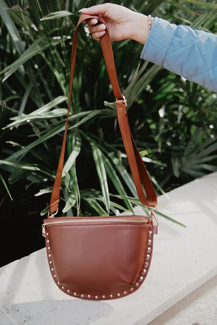 PREORDER: Brown Gold-Studded Crossbody Bag // eta September