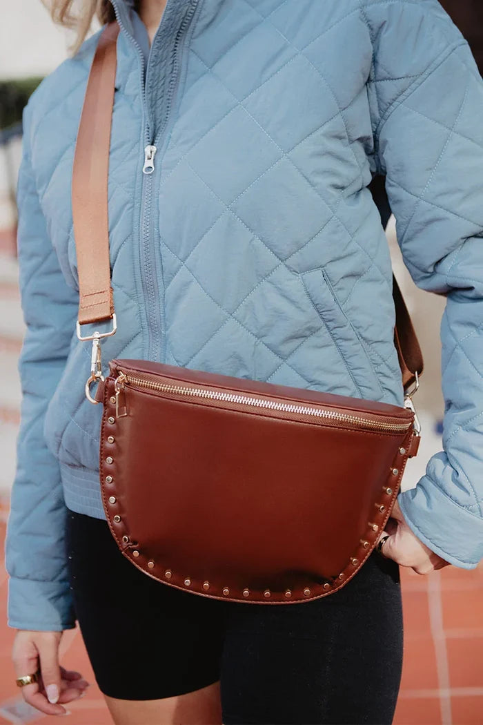 PREORDER: Brown Gold-Studded Crossbody Bag // eta September