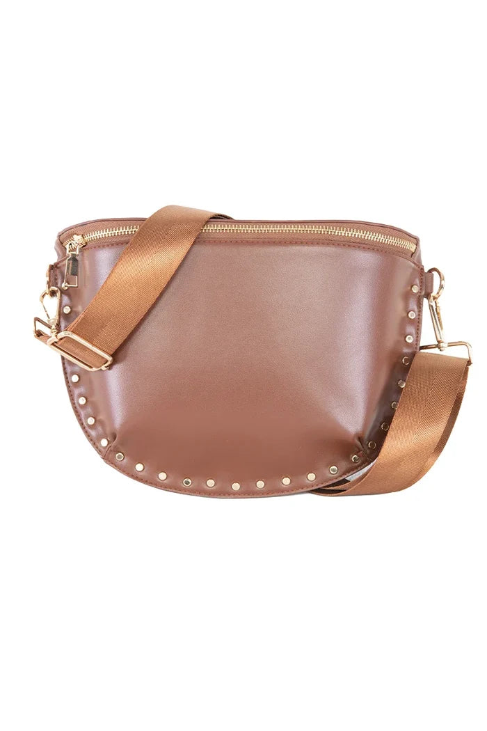 PREORDER: Brown Gold-Studded Crossbody Bag // eta September