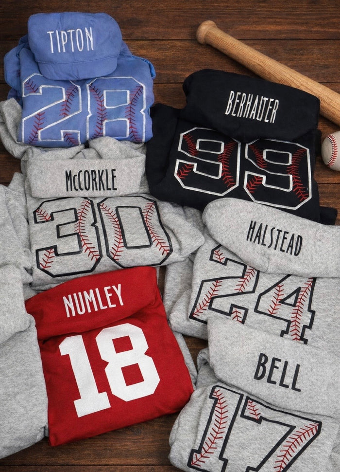 PREORDER: Embroidered Hood - Custom Appliqué Number // ships in 1-2 weeks