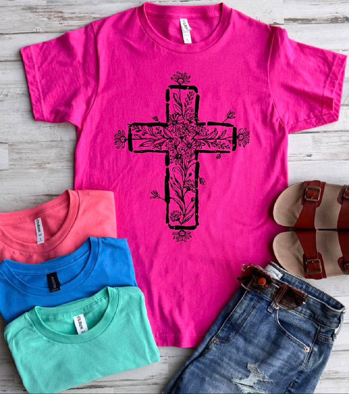 PREORDER: Floral Cross Tee //ships free