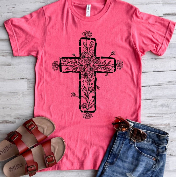 PREORDER: Floral Cross Tee //ships free