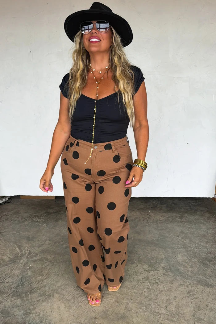 PREORDER:  Mocha Dot Denim Jeans // eta October