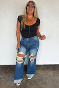 PREORDER: Signature Dark Wash Distressed Jeans // eta October