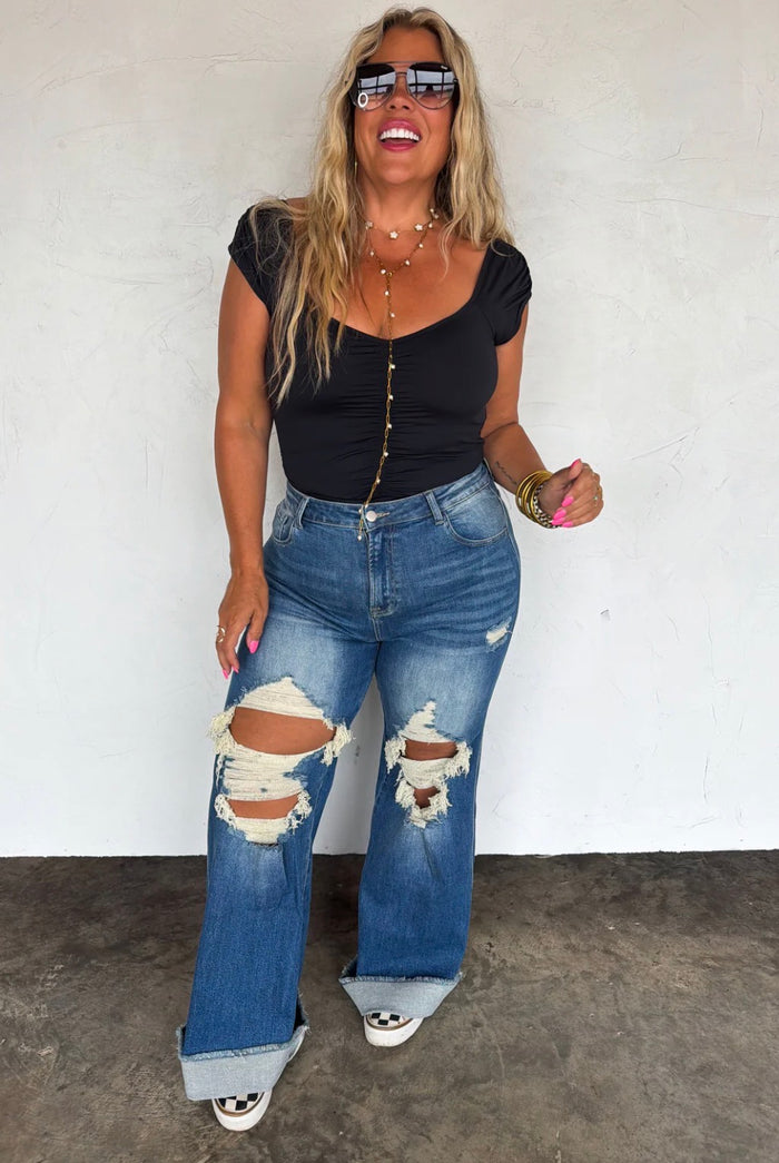 PREORDER: Signature Dark Wash Distressed Jeans // eta October