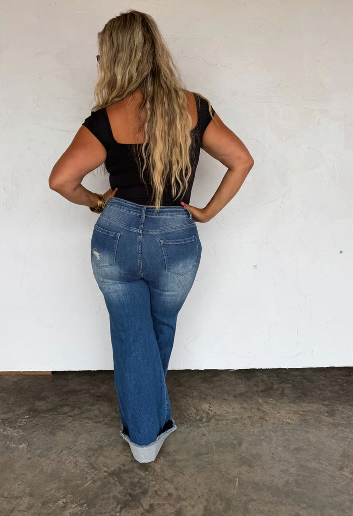 PREORDER: Signature Dark Wash Distressed Jeans // eta October