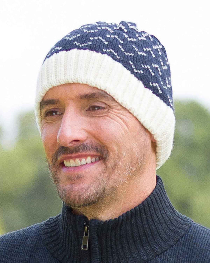 Pure Wool Patterned Beanie Hat - Image 2 - Country Collection