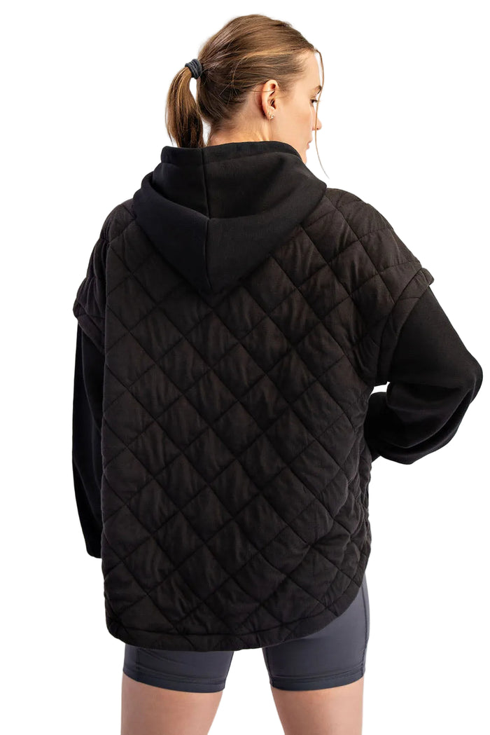 Rae Mode Women's Quilted Terry Mix Hoodie